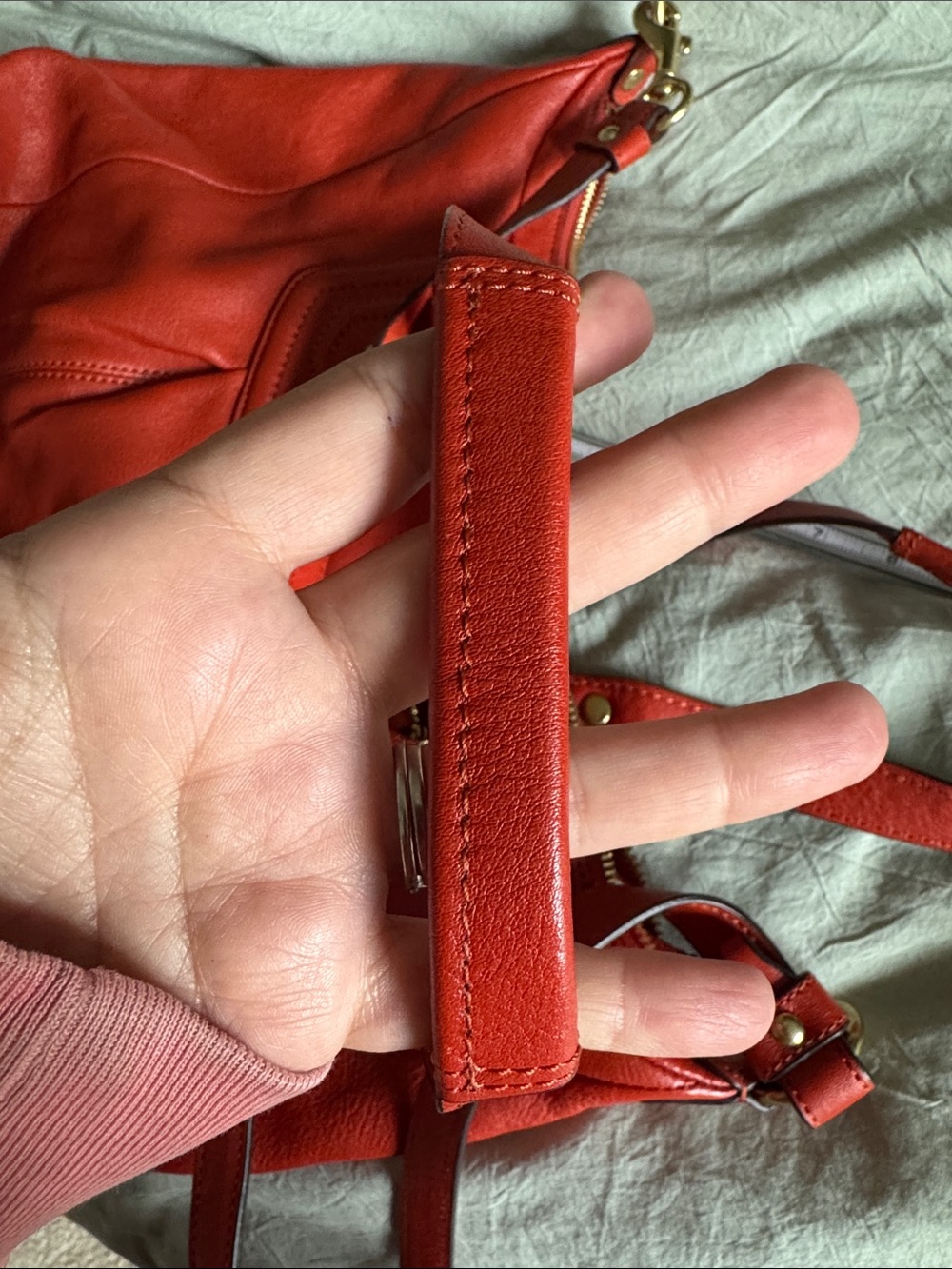 Coach Burnt Orange Leather Hobo Shoulder Bag with Gold Hardware - Picture 4 of 6